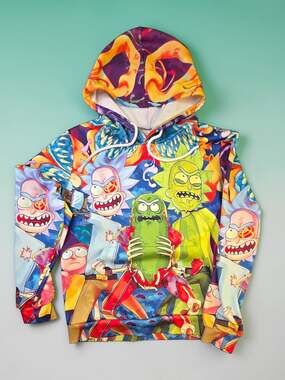 Rick and Morty Hoodie  Pullover Hoodie Size Large  pre-owned-good